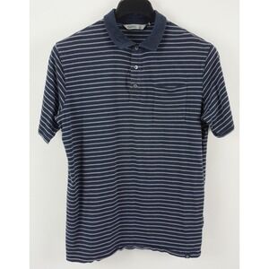 Tasc Performance Bamboo Men's Large Short Sleeve Blue Striped Stretch Polo Shirt